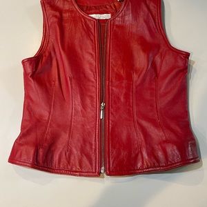 Leather Vest - Rich Red.  Soft lambskin 100% genuine Leather. Striking Vest! (S)